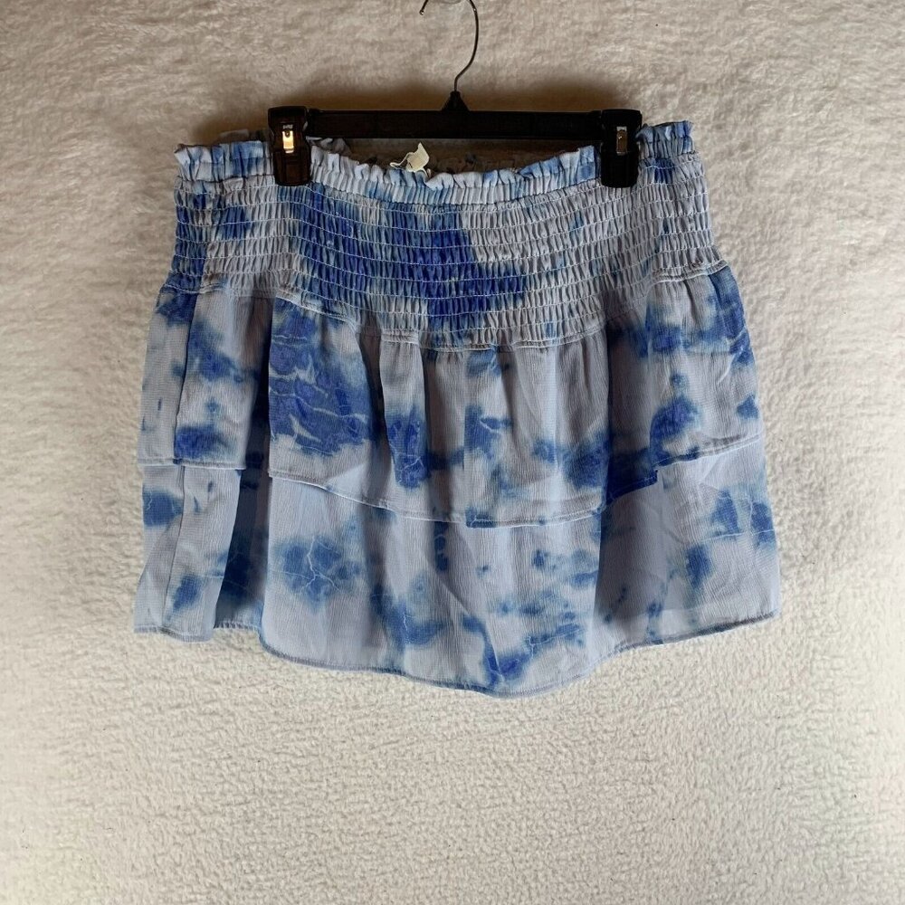 Miken Juniors Cover-Up Skirt Women's XL Blue Tie Lined Dye High-Waist Swimwear